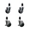 Service Caster 3.5'' SS Thermoplastic Rubber Wheel Swivel 1-1/2'' Expanding Stem Caster Set 2 Brakes, 4PK SCC-SSEX20S3514-TPRB-2-TLB-2-112 - alternate 1